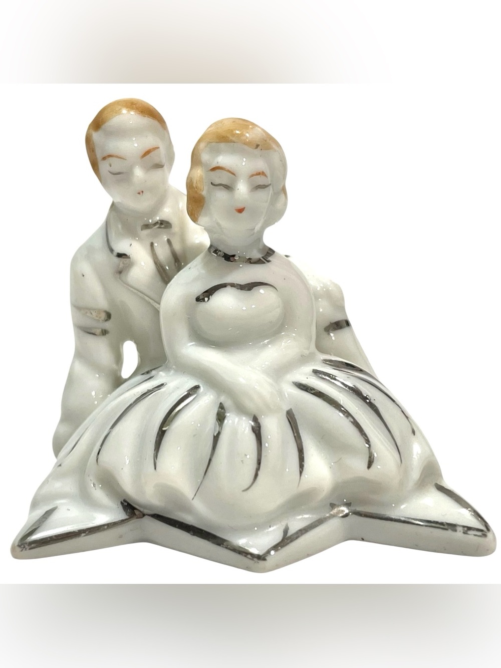 Vintage 1950s A Nat Sup Co Original Bride & Groom Porcelain Figurine Cake Topper